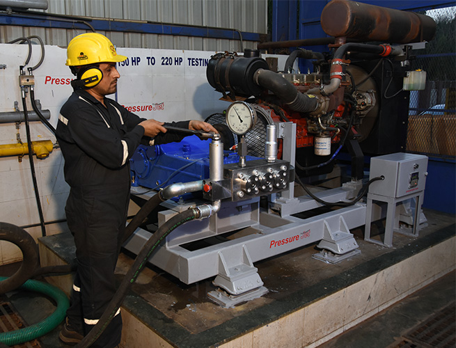 Hydro Blaster Pressure Washer Pump in Testing Facility